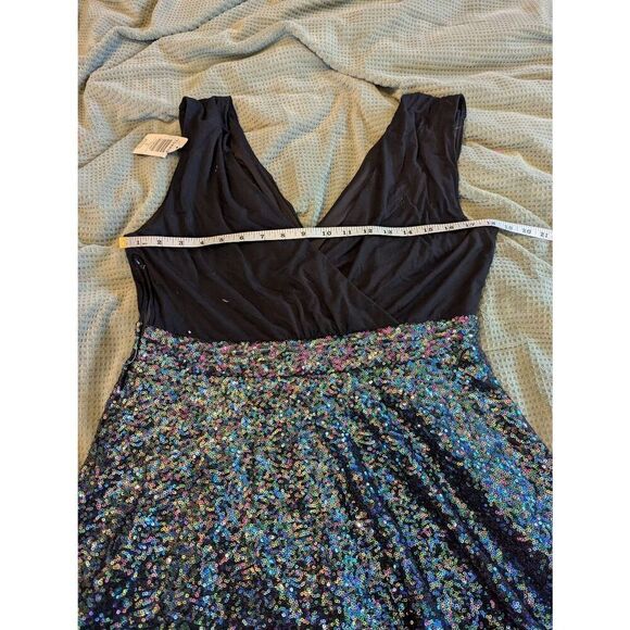 Brand New Torrid Women's 12 Black Multi Sequined Sleeveless Mini Dress A Line - Picture 5 of 6
